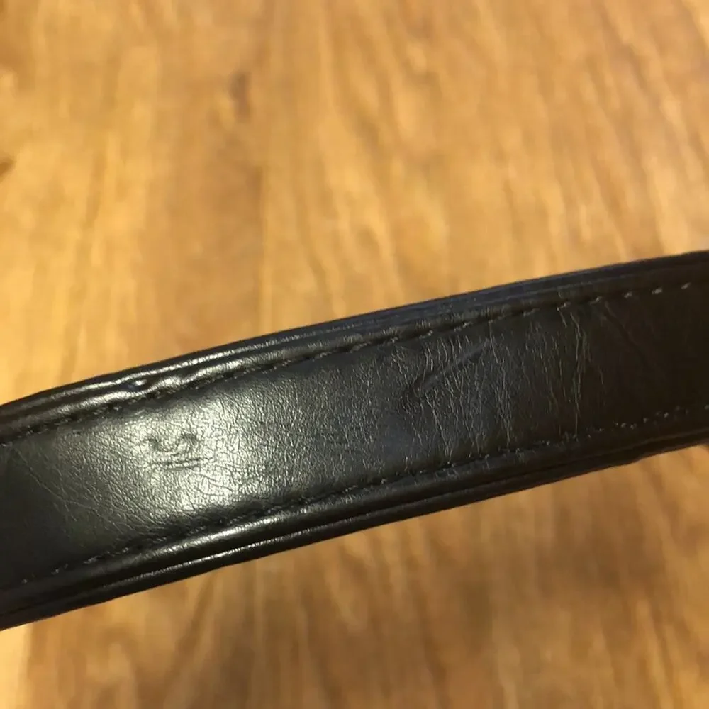 Martha Stewart Black and Silver Leather Buckle Dog Collar Size 20